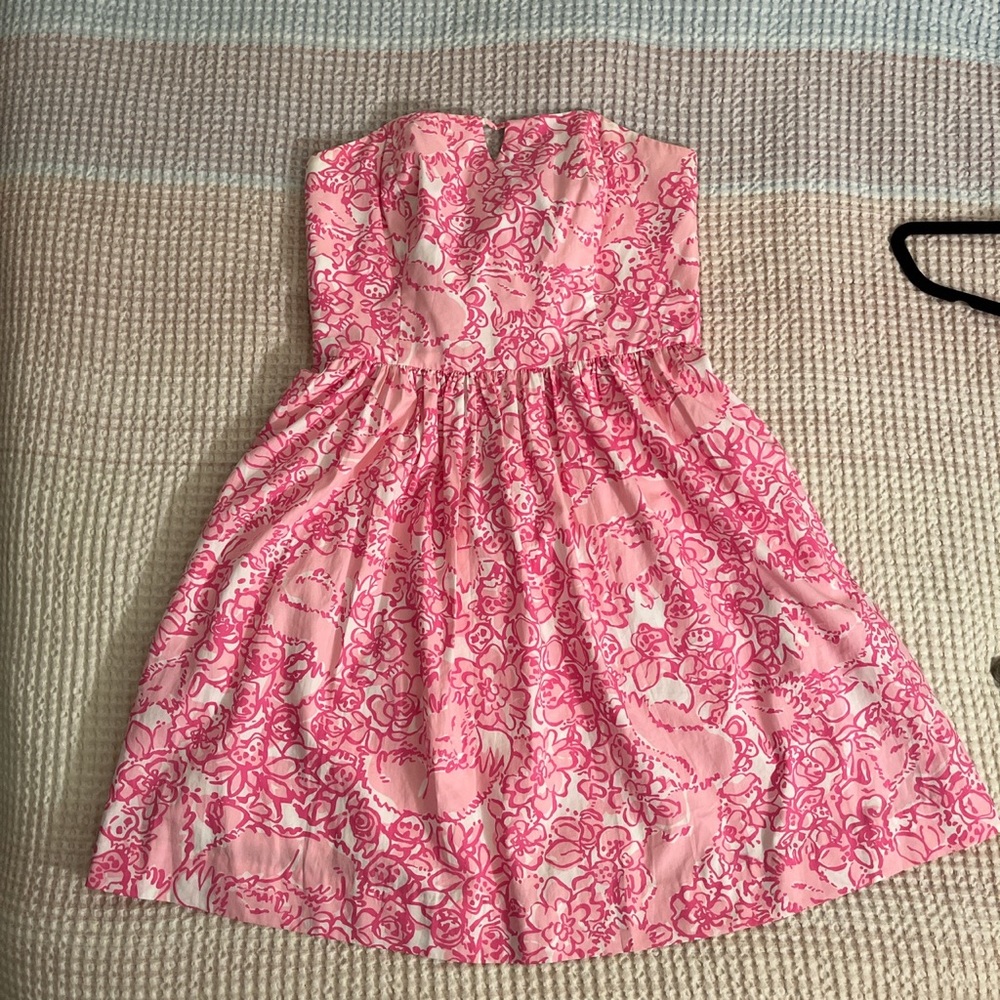 Lilly Pulitzer floral pink, strapless dress, size 4
